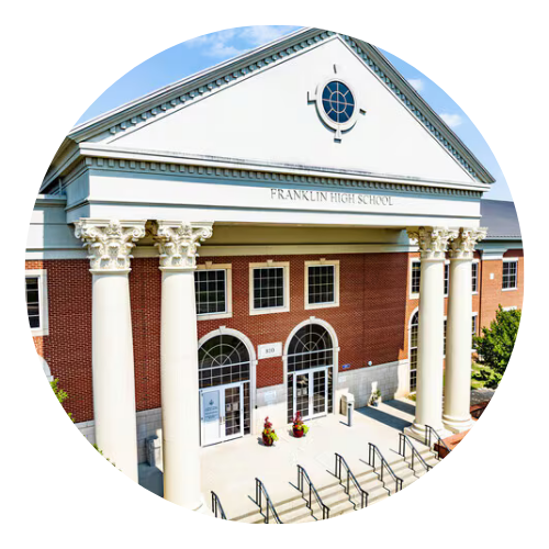 Franklin High School building with large columns.
